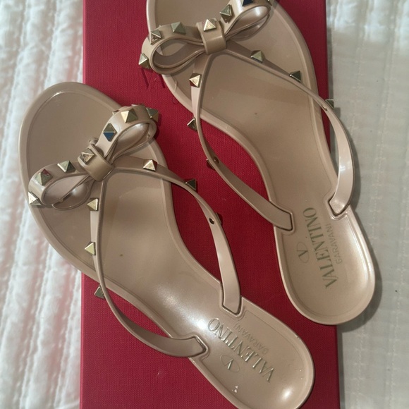 Valentino Women's Nude Rockstud Sandals - Picture 1 of 7